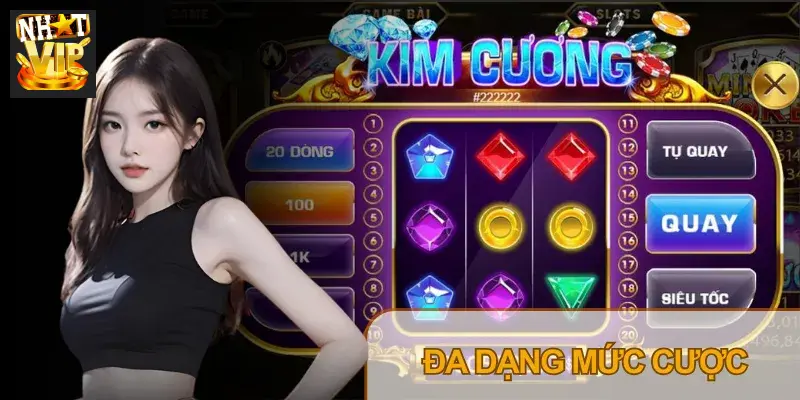 Mini game Kim Cương Nhatvip có đa dạng mức cược, phù hợp với nhiều người chơi