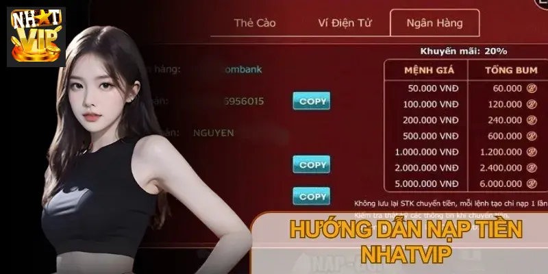 Người chơi chọn phương thức nạp tiền Nhatvip phù hợp với mình